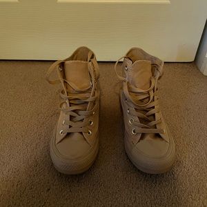 Khaki Converse with Gold Accents